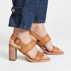 Madewell The Angie Leather Sandal Heels Brown Size 6.5
